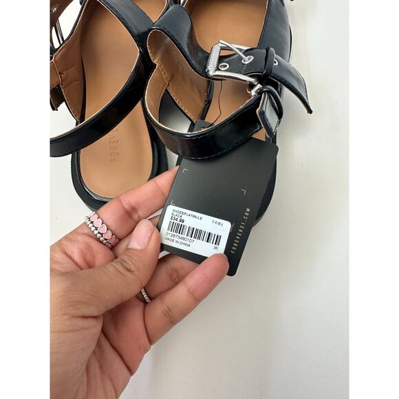 Forever 21 Faux Patent Leather Pointed Toe Buckle Flats - Picture 6 of 6